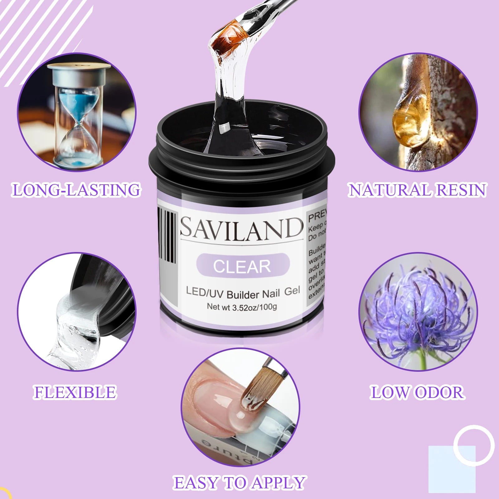 SAVILAND 100g Extension Nail Gel White Clear Nude Building UV LED Gel For Nails Finger Extension Nail Art Salon DIY Manicure Set