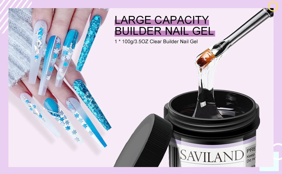 SAVILAND 100g Extension Nail Gel White Clear Nude Building UV LED Gel For Nails Finger Extension Nail Art Salon DIY Manicure Set