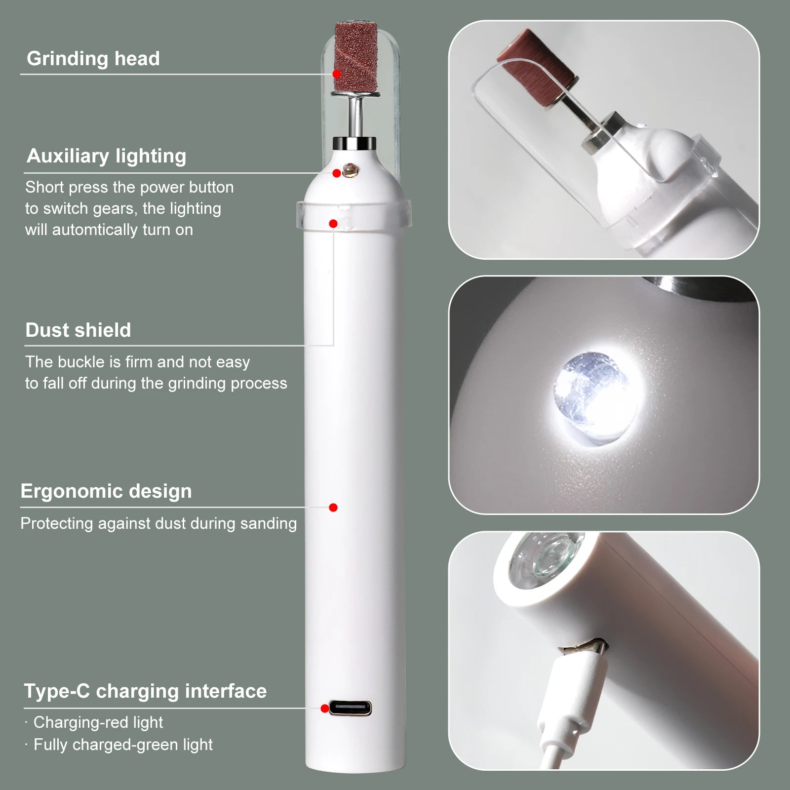 2IN1 Electric Nail Drill Machine&UV Lamp Rechargeable Portable Nails Polisher Drill File Pen for Manicure Gel Acrylic Polishing