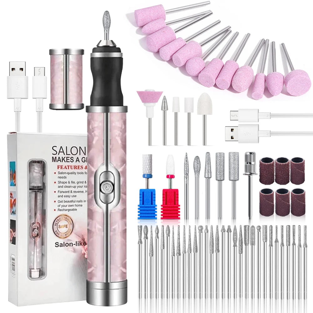 LINMANDA Rechargeable Electric Nail Grinder Nail Polishing Machine Portable Mini Electric Driil Pedicure Kit for Home Salon