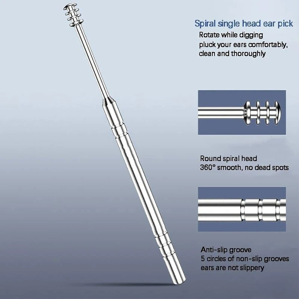 Ear Cleaner 6Pcs/Set Earpick Ear Wax Remover Ear Spoon Curette Ear Cleaning Spiral Earpick Easy Earwax Removal Ear Care Gadget
