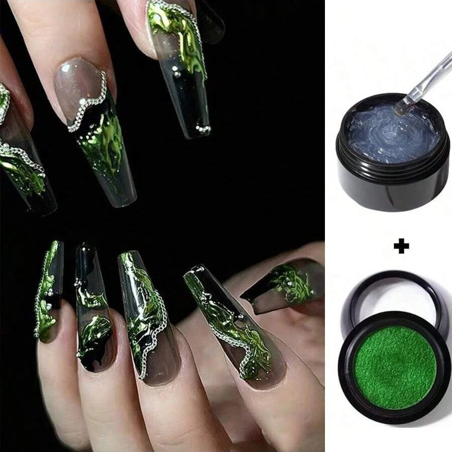 5ml 3D Clear Nail Gel and Nail Art Mirror Powder Create metallic three-dimensional nail art 3D Painting Gel