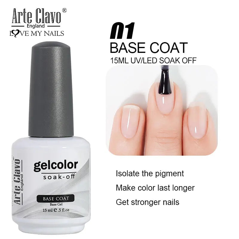 Arte Clavo Gel Nail Polish 400 Colors15ml Semi Permanent Gel Varnish Base Top Coat Nail Art Manicure Soak Off LED UV Salon Gel