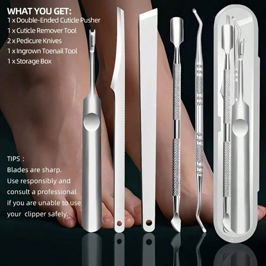 Ingrown Toenail Treatment Stainless Steel Podiatry Tools,Multifunctional Pedicure Set for Dead Skin Trimming, Precision Clippers