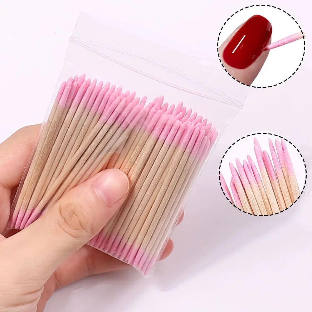 Nail Orange Wood Sticks 100/500Pcs Double Head Cuticle  Pusher Remover Pedicure Manicure Sticks Tool 11.5cm Rhinestone Picking