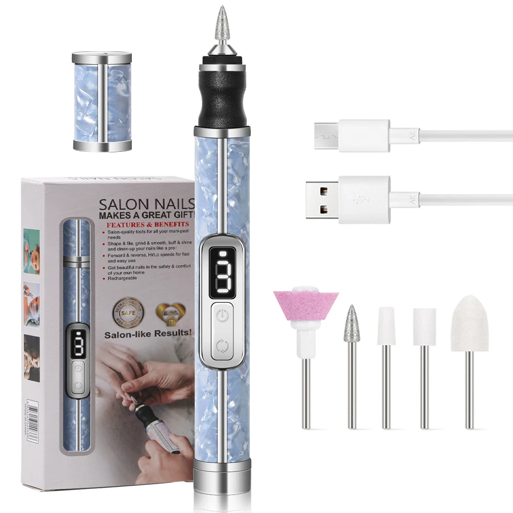 Electric Nail Drill Professional Nail Polishing Machine Multiple Gears Low Noise Nails Sander File Set For Manicure Salon Tools