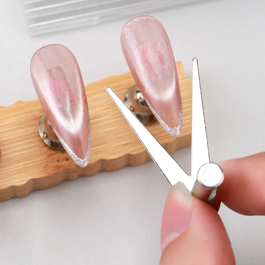 3pcs V-shaped French Cat's Eye Magnetic Tool with Magnet for Nail Magnetic Stick Cat Eye Nail Polish Magnet Accessories Tools