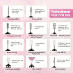 Electric Nail Drill Professional Nail Polishing Machine Multiple Gears Low Noise Nails Sander File Set For Manicure Salon Tools
