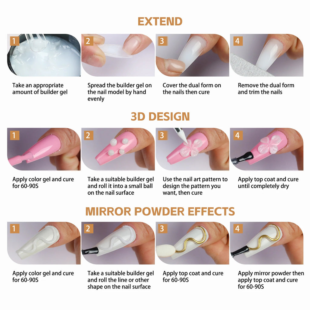 100g White CLear Non Stick Hand Extension Nail Gel 3D Shaping Sculpting Carving Nail Art Solid Hard Gel UV LED Soak Off Gel