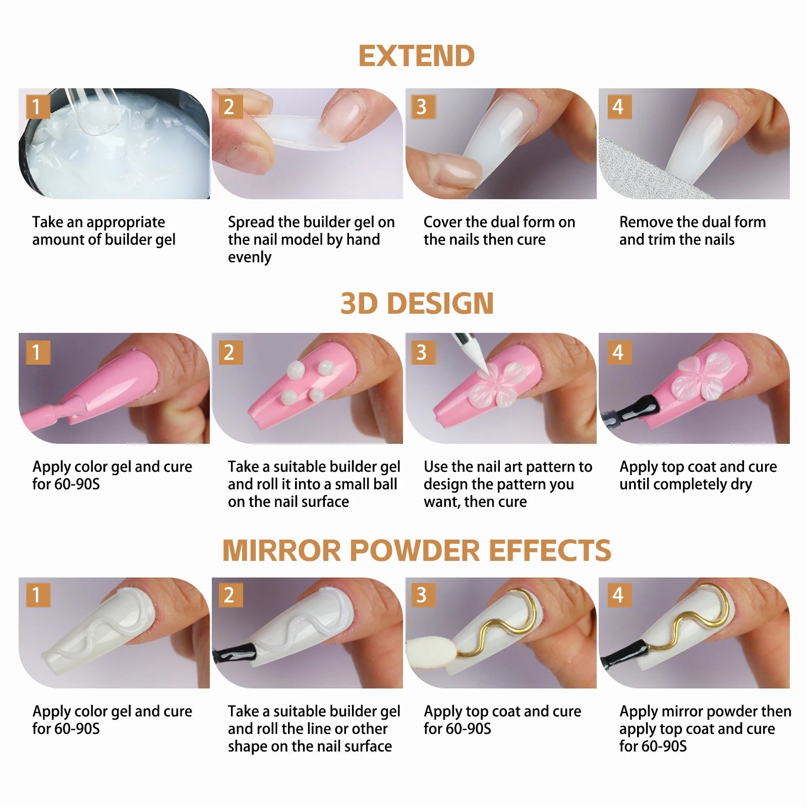 100g White CLear Non Stick Hand Extension Nail Gel 3D Shaping Sculpting Carving Nail Art Solid Hard Gel UV LED Soak Off Gel