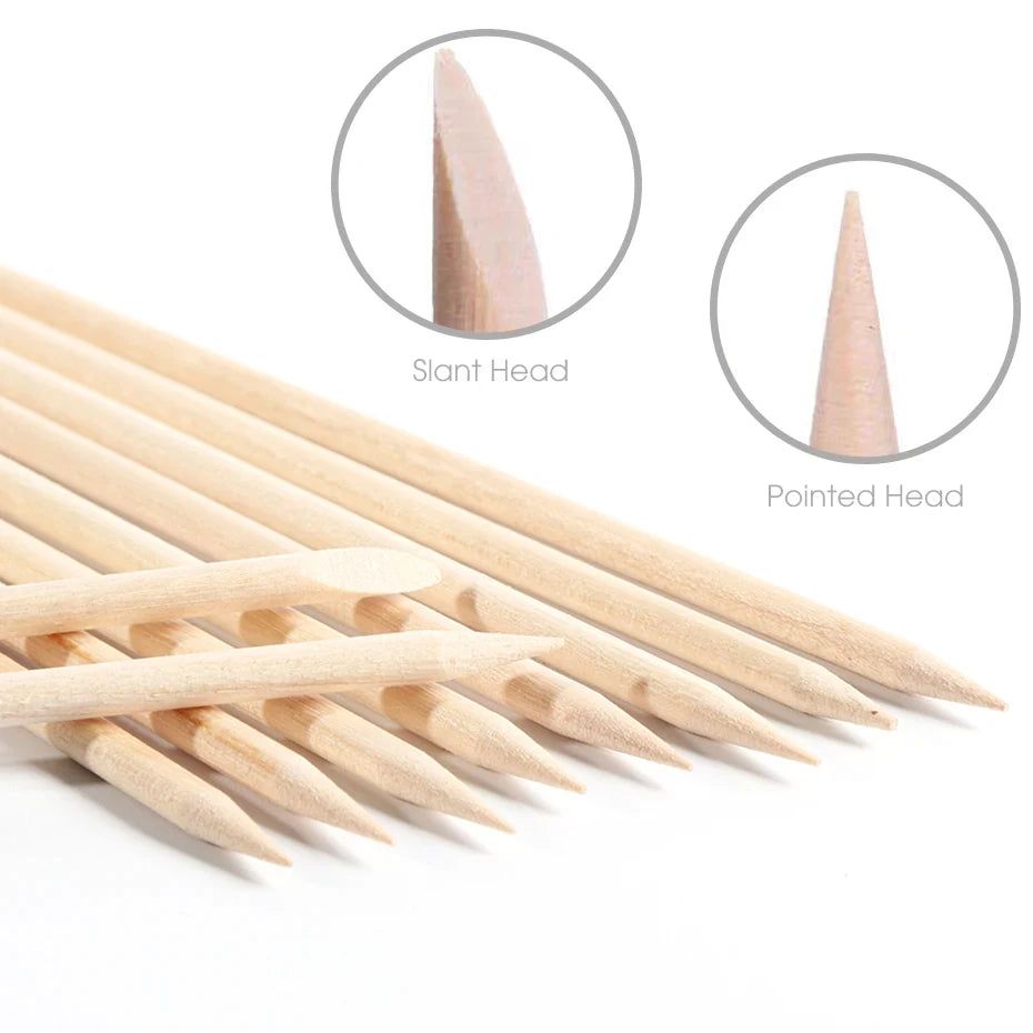 50/100pcs Nail Art Pusher Orange Wood Sticks Cuticle Pusher Remover Rhinestones Dotting Removal Manicure Pedicure Care Tools