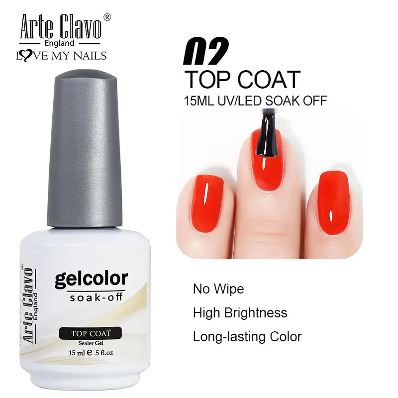 Arte Clavo Gel Nail Polish 400 Colors15ml Semi Permanent Gel Varnish Base Top Coat Nail Art Manicure Soak Off LED UV Salon Gel
