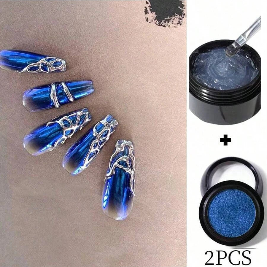 5ml 3D Clear Nail Gel and Nail Art Mirror Powder Create metallic three-dimensional nail art 3D Painting Gel
