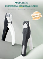 NAILPOP Adjustable Acrylic Nail Clippers with Sizer Professional Stainless Steel Blade Nail Tips Cutter Trimmer Manicure Tool