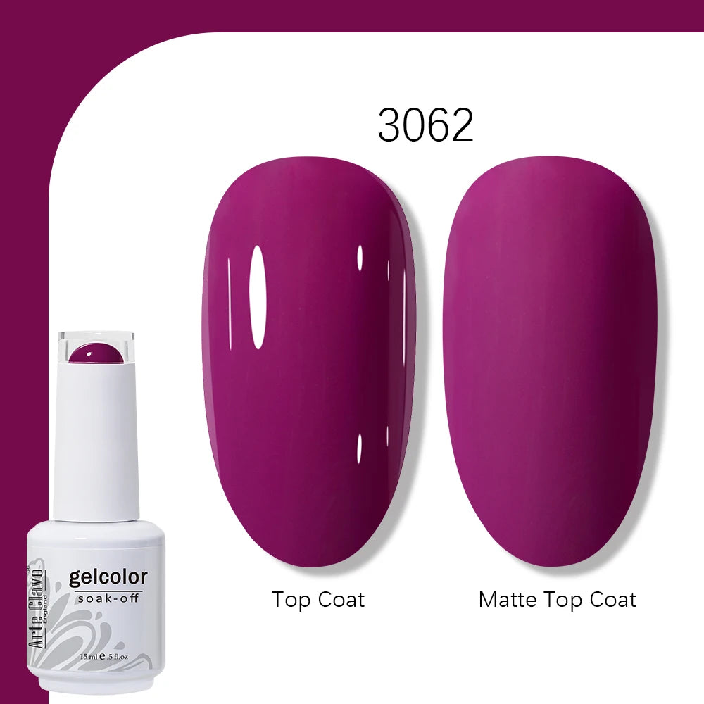 Arte Clavo Gel Nail Polish 400 Colors15ml Semi Permanent Gel Varnish Base Top Coat Nail Art Manicure Soak Off LED UV Salon Gel