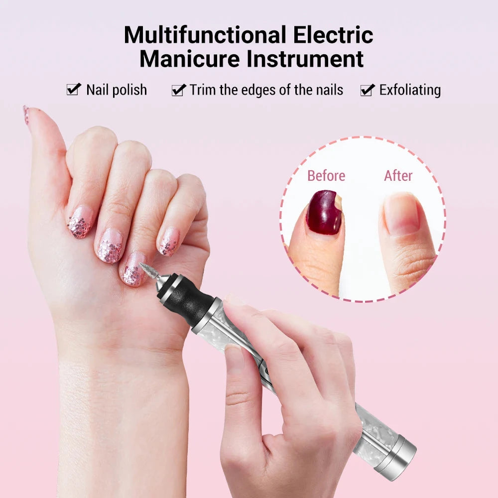 Electric Nail Drill Professional Nail Polishing Machine Multiple Gears Low Noise Nails Sander File Set For Manicure Salon Tools