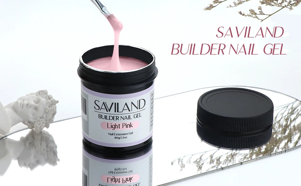 Saviland 100g Builder Nail Gel Clear Nude Pink Nail Extension Gel Multifunctional Nails Art Gel Polish Soak Off UV for Salon DIY