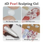 5ml White Non Stick Hand Carved Gel Nail Polish for 3D Shaping Nail Art Solid Pearl Satin Gloss Gel for Nail Design Decoration