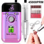 45000RPM Rechargeable Electric Nail Drill Machine Professional Nail Drills for Gel Nails Polish Portable Nail File Manicure Tool