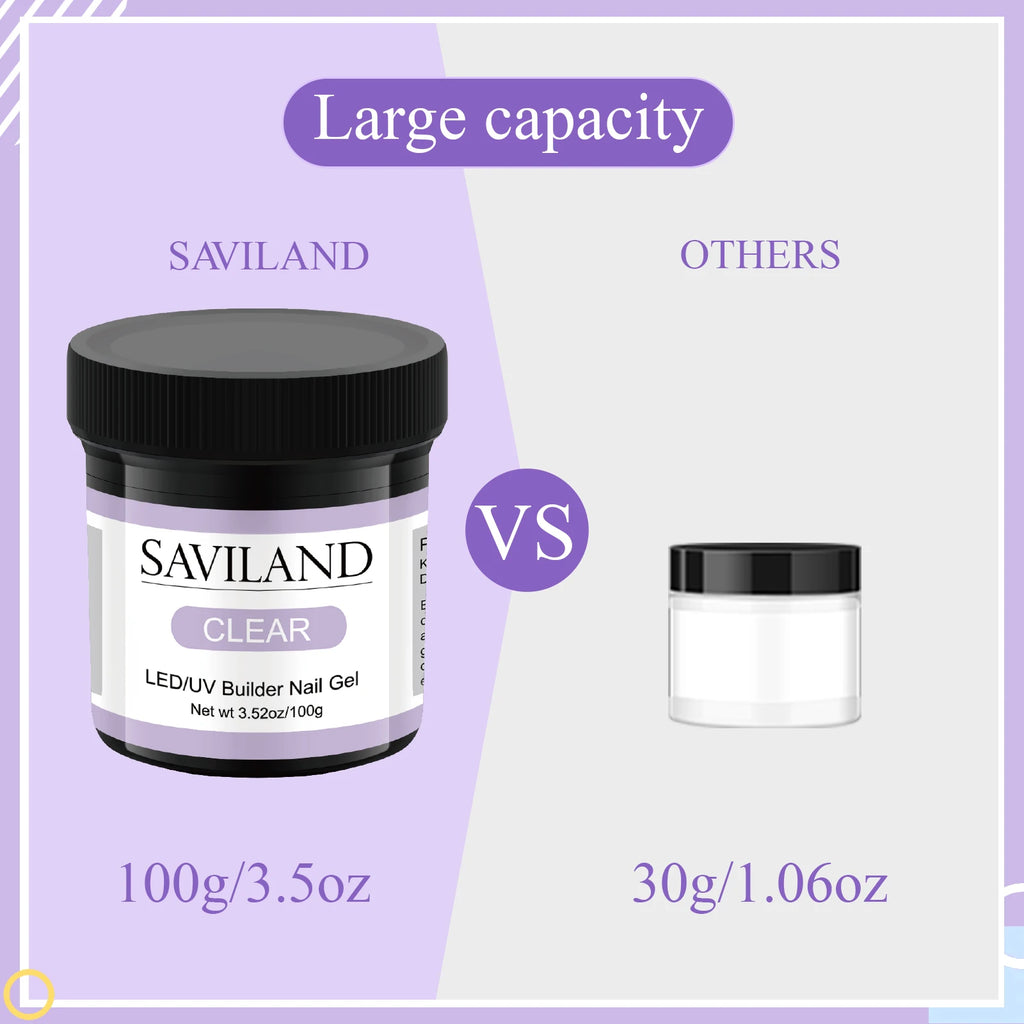 SAVILAND 100g Extension Nail Gel White Clear Nude Building UV LED Gel For Nails Finger Extension Nail Art Salon DIY Manicure Set