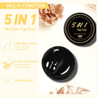 MTSSII 8ml 5 IN 1 No-wipe Top Coat Reinforcement Gel Nail Polish Efficient Function Adhesive Water Nail Art Gel DIY Design