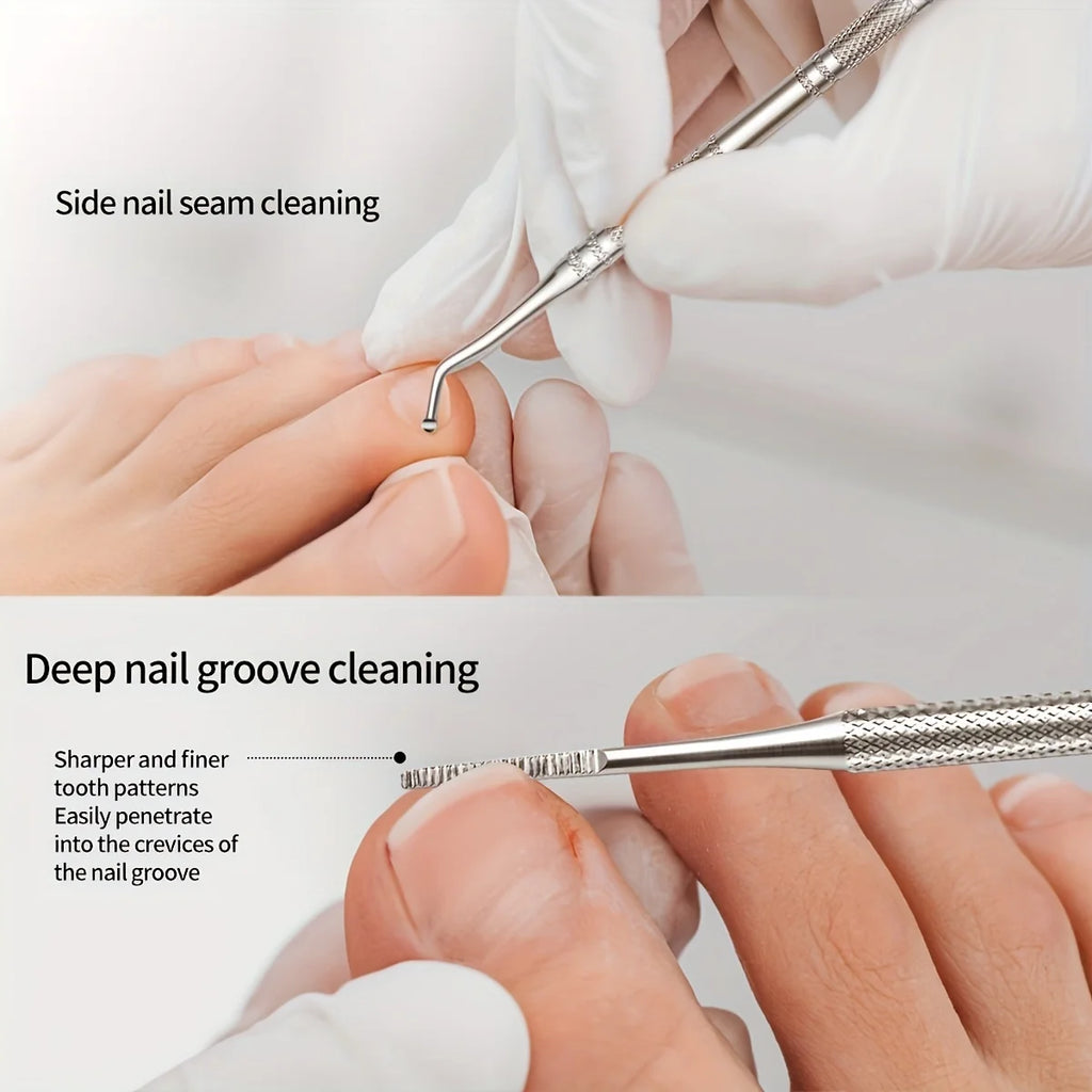 Professional 3-Piece Pedicure Tools - Nail Groove Cleaner, Nail File, And Toenail Lifter - Anti-Slip Design For Safe Nail Care