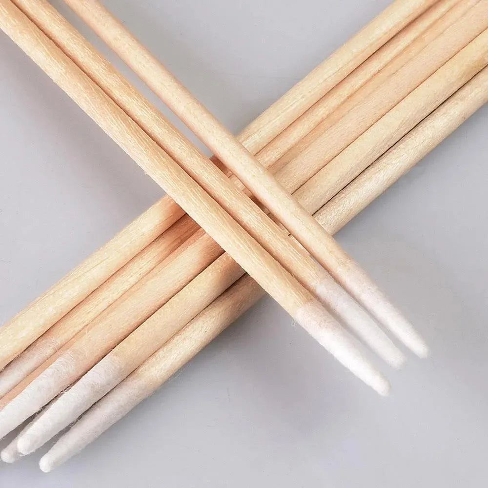 100/300/500 Nails Wooden Tip Cotton Stick Buds Disposable Ultra-Detail Corrector Nail Polish Remover Clean Sticks Manicure Tools