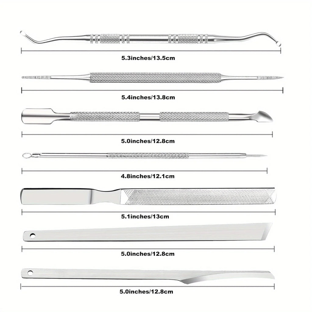 7 Pcs Ingrown Toenail File and Lifters Set, Stainless Steel Ingrown Toenail Removal Kit, Under Nail Cleaner Pedicure Tools