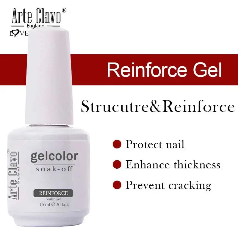 Arte Clavo Glitter Gel Nail 15ml Semi Permanent Soak Off UV Gel Varnish Nail Manicure Top Base Coat Gel Polish Art Decoration