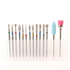 14pcs/set Nail Drill Machine Bit Nail Gel Removal Polishing Tools Pedicure Manicure Rotary Grinding  Buffer Polisher