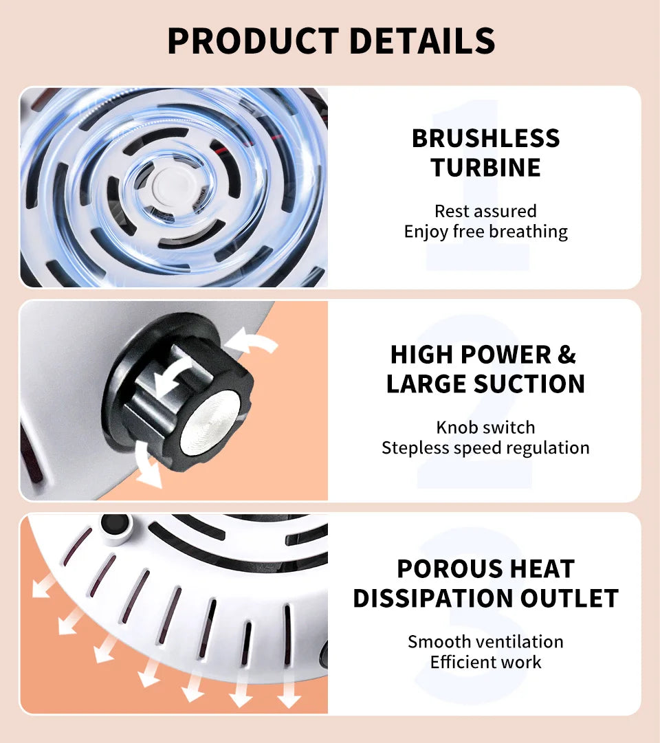 Powerful 4500rpm Nail Vacuum Cleaner Professional Nail Polishing Vacuum Cleaner Removable Filter Vacuum Cleaner