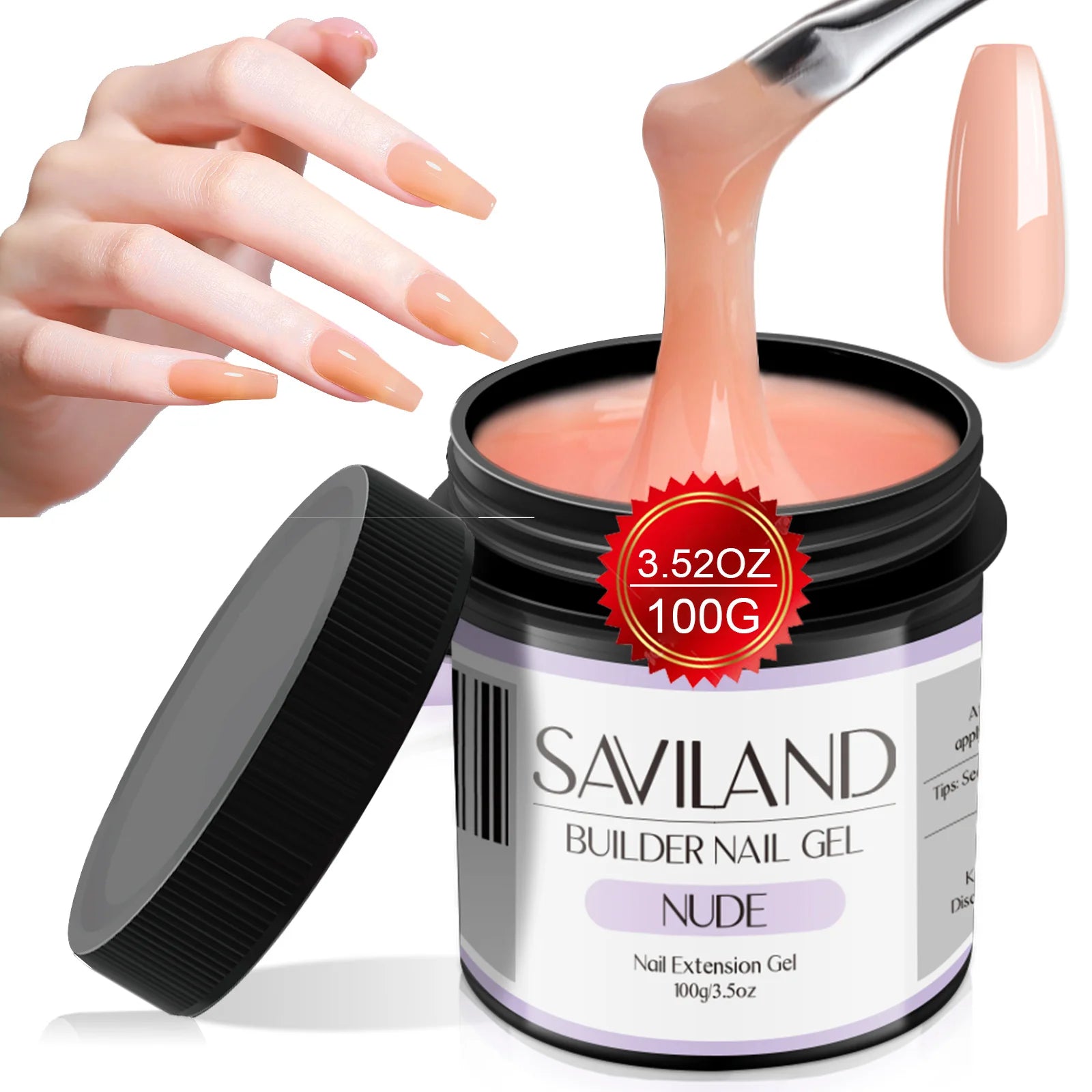 SAVILAND 100g Extension Nail Gel White Clear Nude Building UV LED Gel For Nails Finger Extension Nail Art Salon DIY Manicure Set