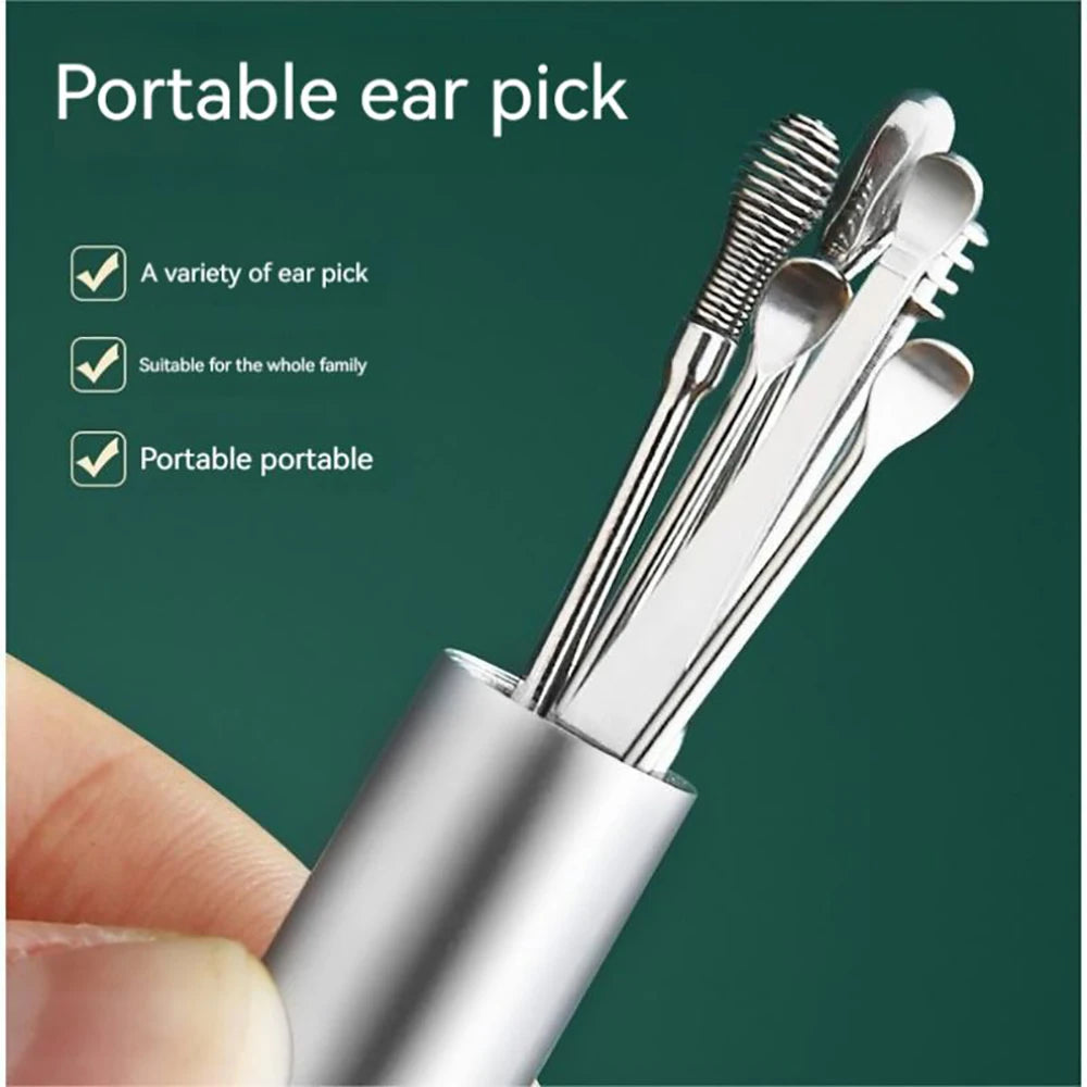 Ear Cleaner 6Pcs/Set Earpick Ear Wax Remover Ear Spoon Curette Ear Cleaning Spiral Earpick Easy Earwax Removal Ear Care Gadget