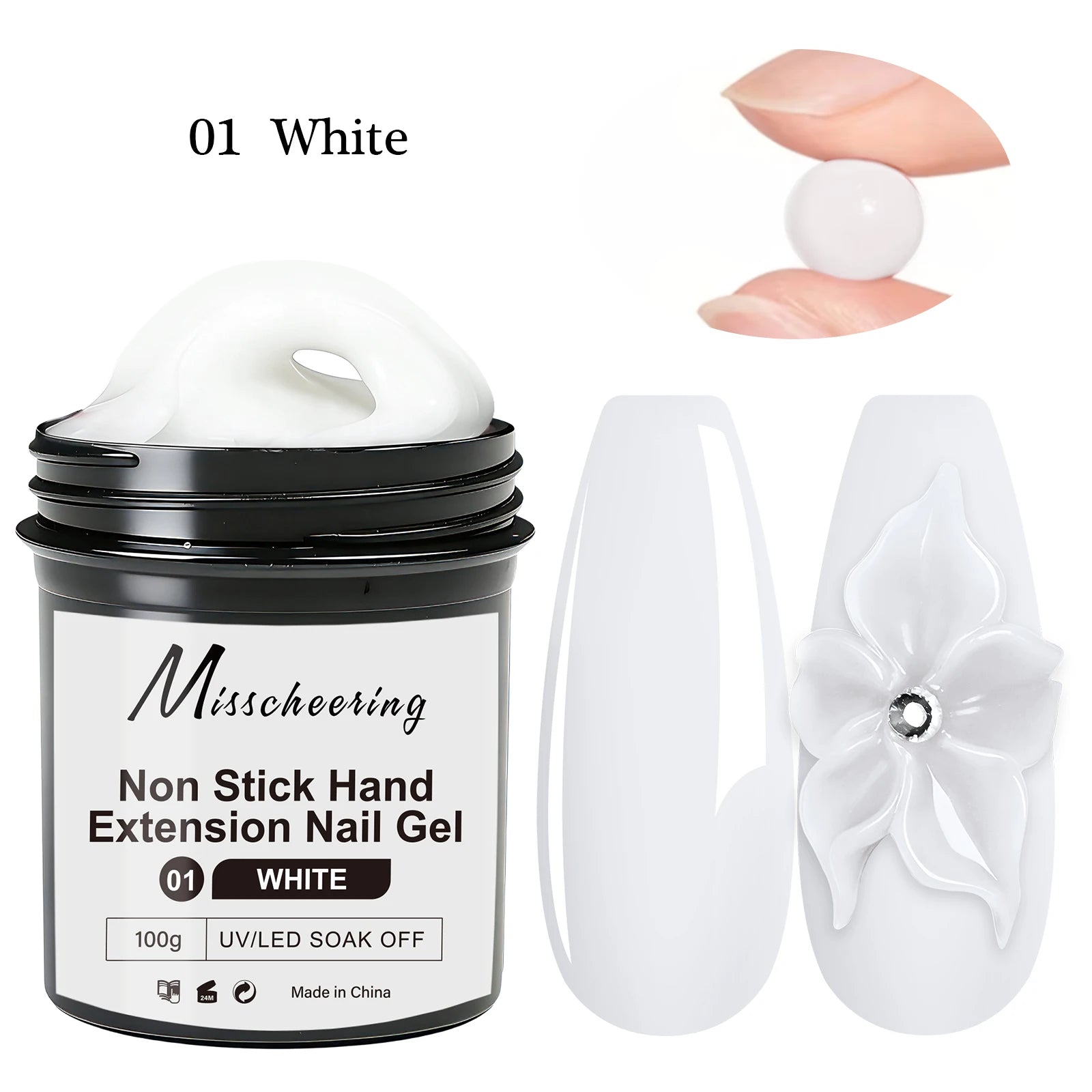 100g White CLear Non Stick Hand Extension Nail Gel 3D Shaping Sculpting Carving Nail Art Solid Hard Gel UV LED Soak Off Gel