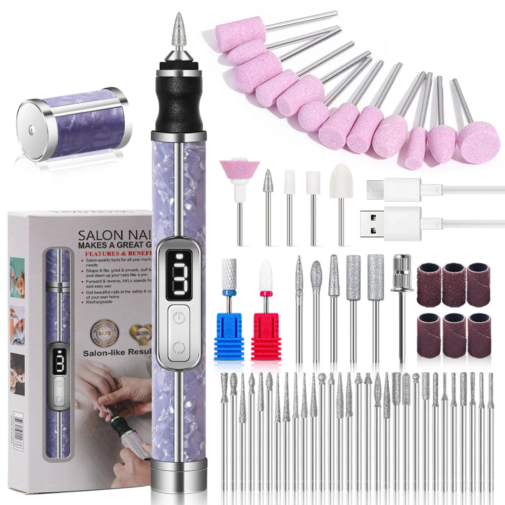 Electric Nail Drill Professional Nail Polishing Machine Multiple Gears Low Noise Nails Sander File Set For Manicure Salon Tools