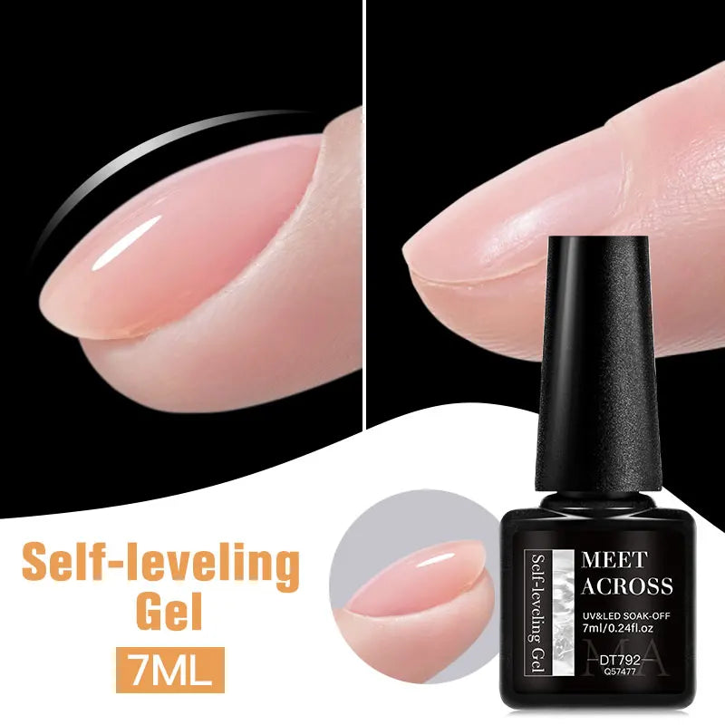 MEET ACROSS 7ml Self Leveling Gel Nail Polish Strong Base Gel Reinforced Gel Lacquer Semi Permanent UV Soak Off Nail Art Gel