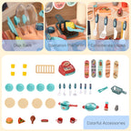 Kids Kitchen Food Stand with Play Food, Cashier Register, Accessories Ages 3-6